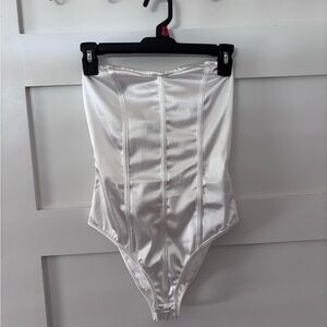 SHEIN Ivory Satin Bodysuit
